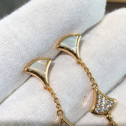 [AURORA]DREAM EARRINGS 3 MOTIFS DIAMOND MOP PINK GOLD