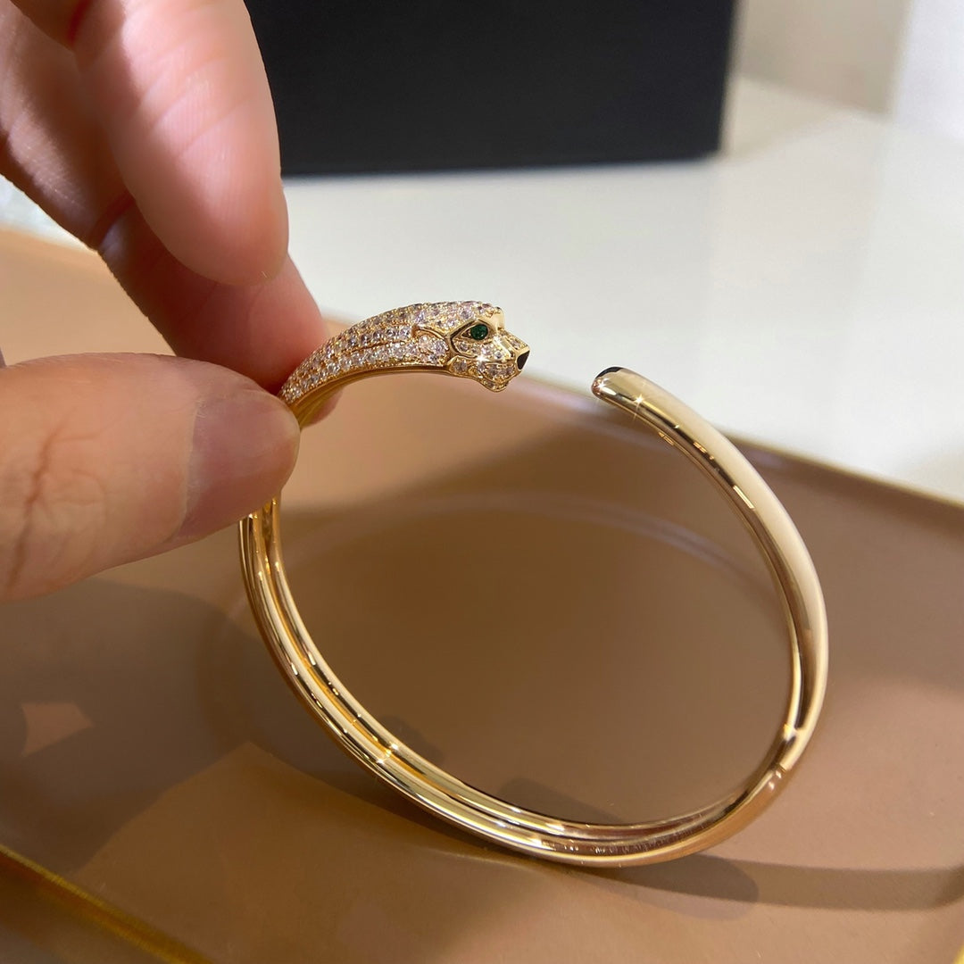 [AURORA]PANTHERE GOLD DIAMOND OPEN BRACELET