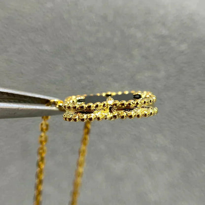 [basloveJW]クローバー 15mm ブラックオニキス シングルフラワーネックレス