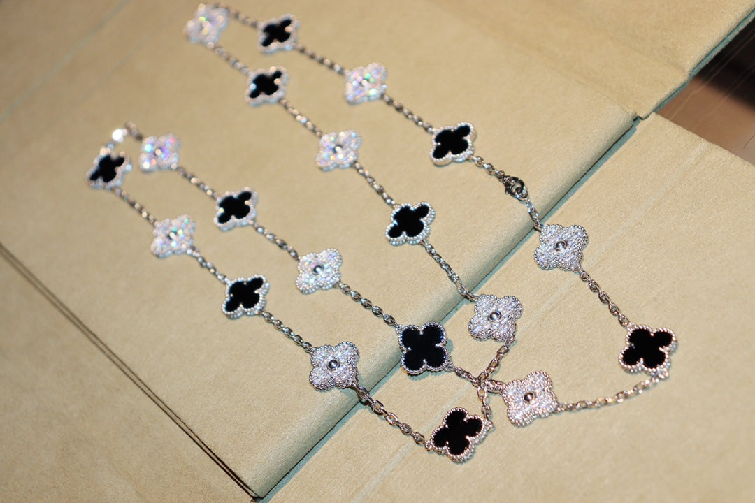 [basloveJW]CLOVER 20 MOTIVE ONYX DIAMANT SILBER