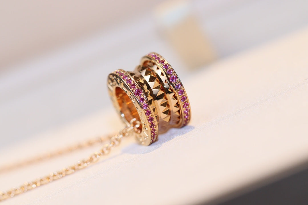 [AURORA]ZERO 1 ROCK PINK GOLD PINK DIAMOND NECKLACE