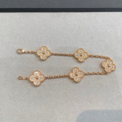 [AURORA]CLOVER 5 MOTIF FULL DIAMOND BRACELET COLLECTION
