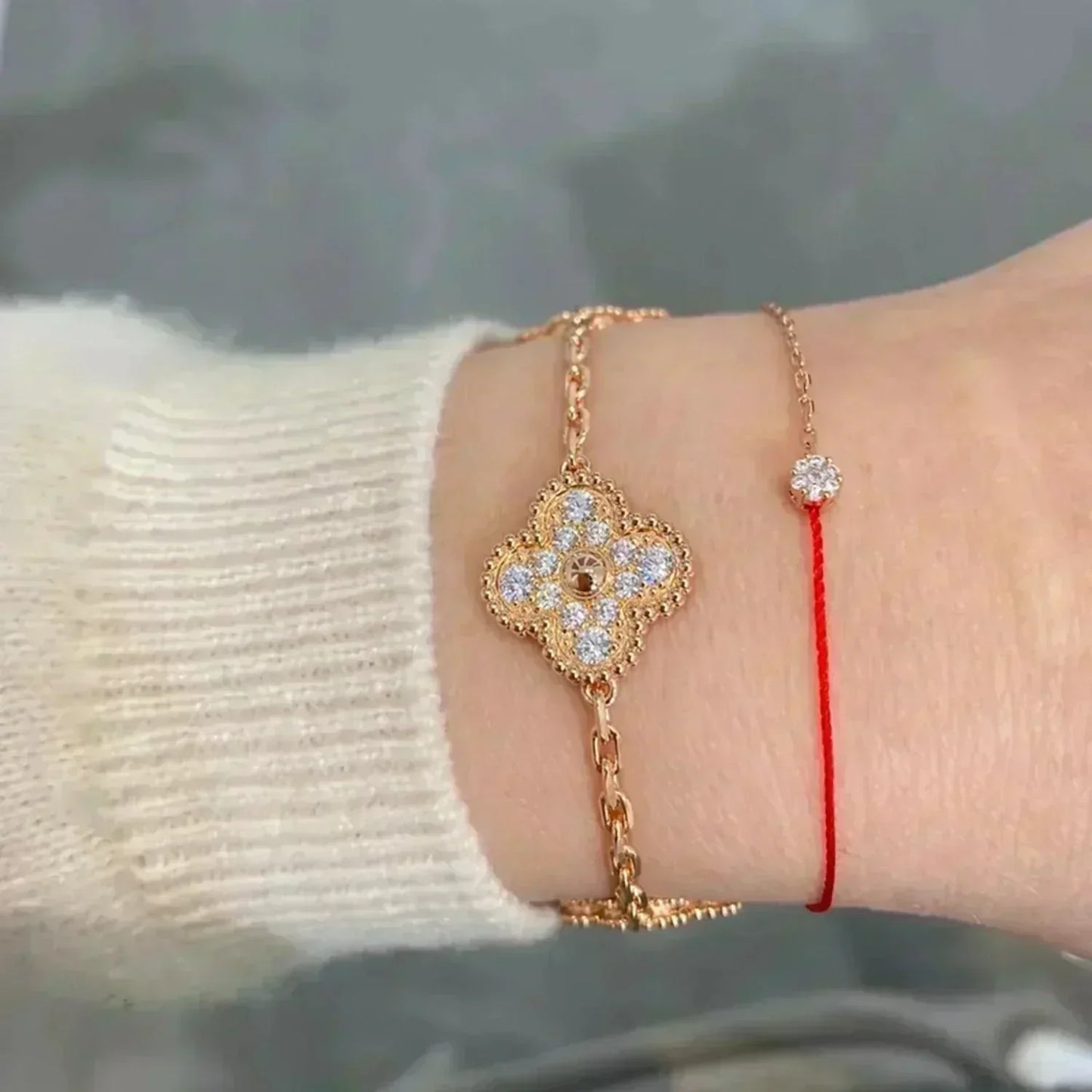 [AURORA]CLOVER 5 MOTIF FULL DIAMOND BRACELET COLLECTION