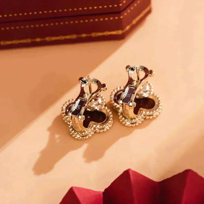 [AURORA]CLOVER MEDIUM 1 MOTIFS CARNELIAN  EARRINGS