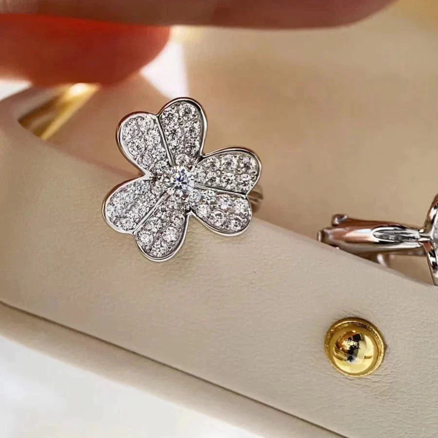 [basloveJW]CLOVER COMOS DIAMANT OHRRINGE SILBER