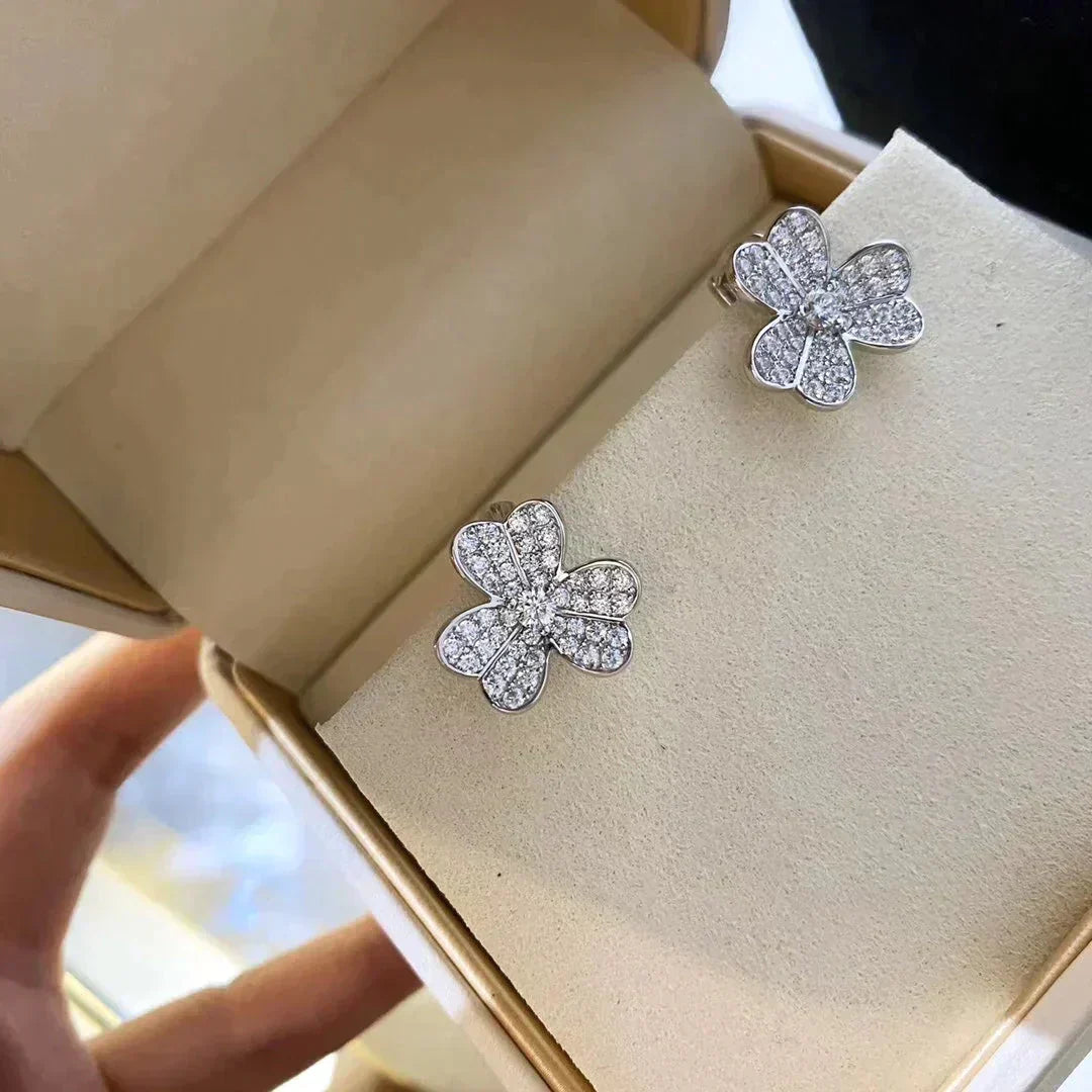 [basloveJW]CLOVER COMOS DIAMANT OHRRINGE SILBER