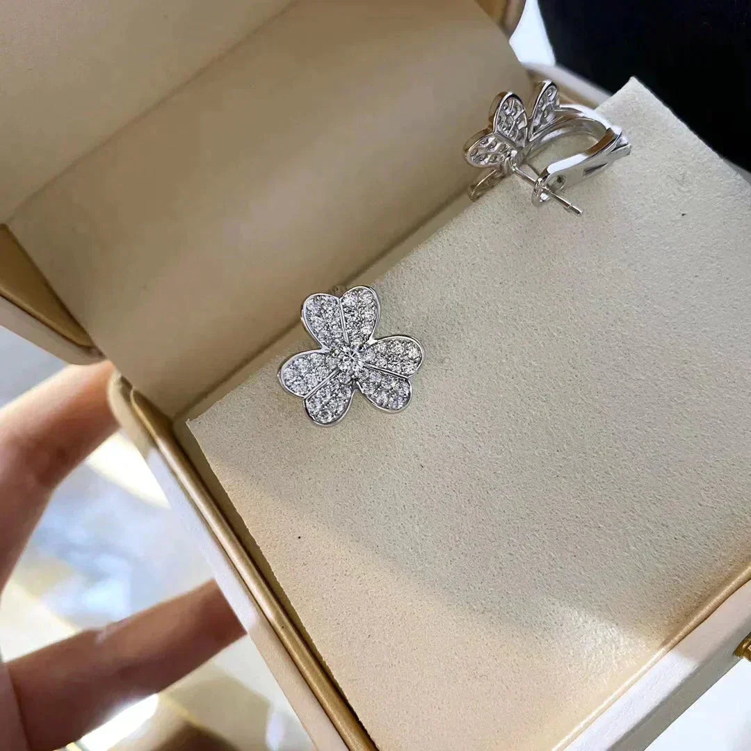 [basloveJW]CLOVER COMOS DIAMANT OHRRINGE SILBER