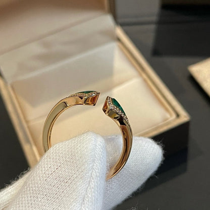 [AURORA]DREAM MALACHIT DIAMANT OFFENER RING