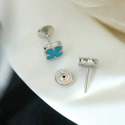 [basloveJW]CLOVER MINI 9,5MM ONYX OHRSTECKER SILBER