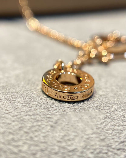 [AURORA]DREAM MOP DIAMOND PAVED PINK GOLD NECKLACE