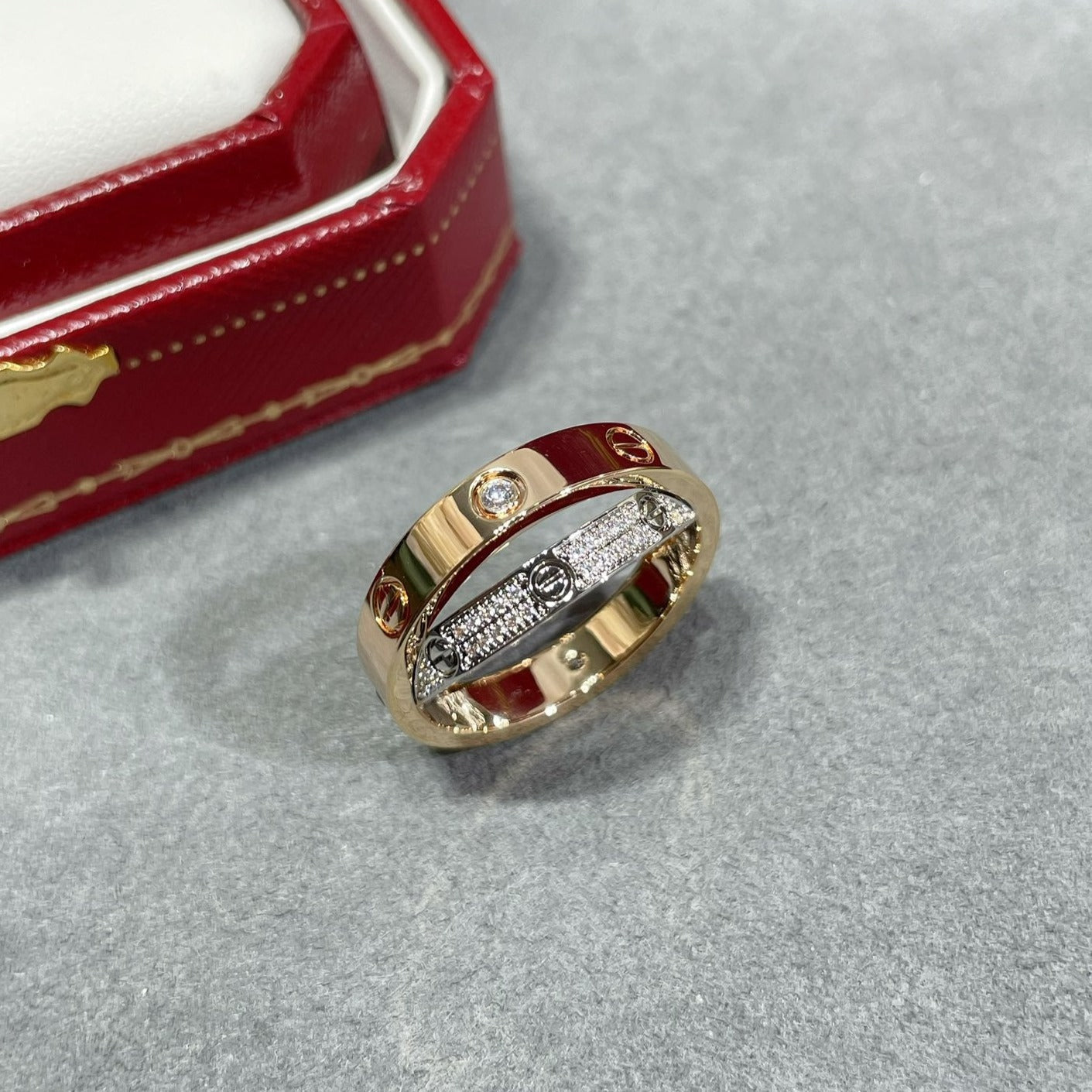 [AURORA]LOVE ROSÉGOLD SILBER DIAMANT DOPPELRING