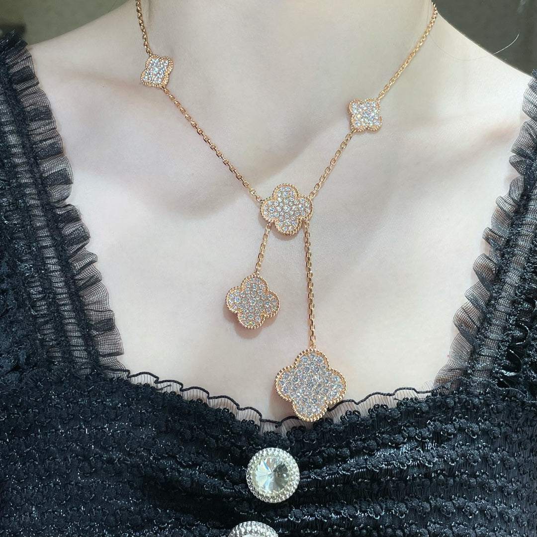 [basloveJW]Halskette mit Kleeblattmotiv und Diamanten