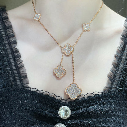 [basloveJW]Halskette mit Kleeblattmotiv und Diamanten