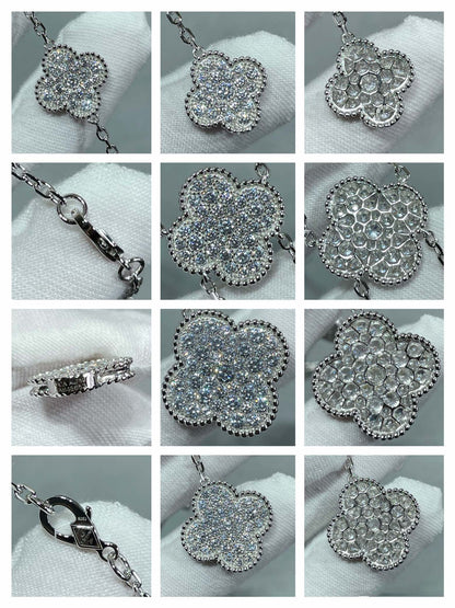 [basloveJW]Halskette mit Kleeblattmotiv und Diamanten