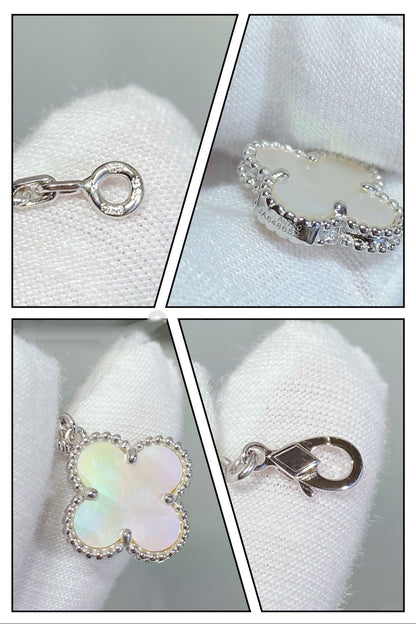 [basloveJW]CLOVER 5 MOTIV WEISSES MOP SILBERARMBAND