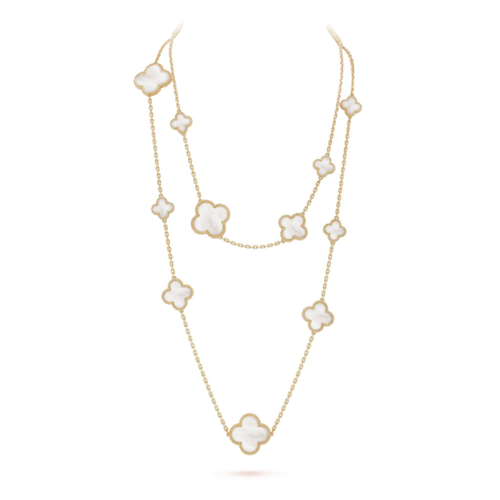 [basloveJW]Halskette mit Kleeblatt-Motiv, 16 Motive, Weißgold