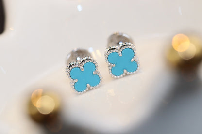[basloveJW]CLOVER MINI TÜRKIS SILBER OHRSTECKER
