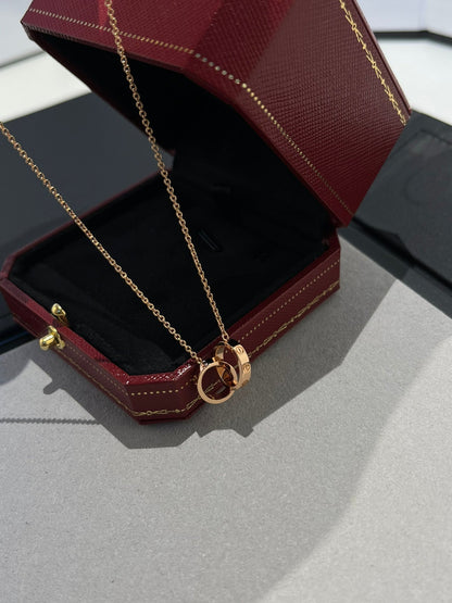 [AURORA]LOVE HALSKETTE DOPPELRING ROSA GOLD 