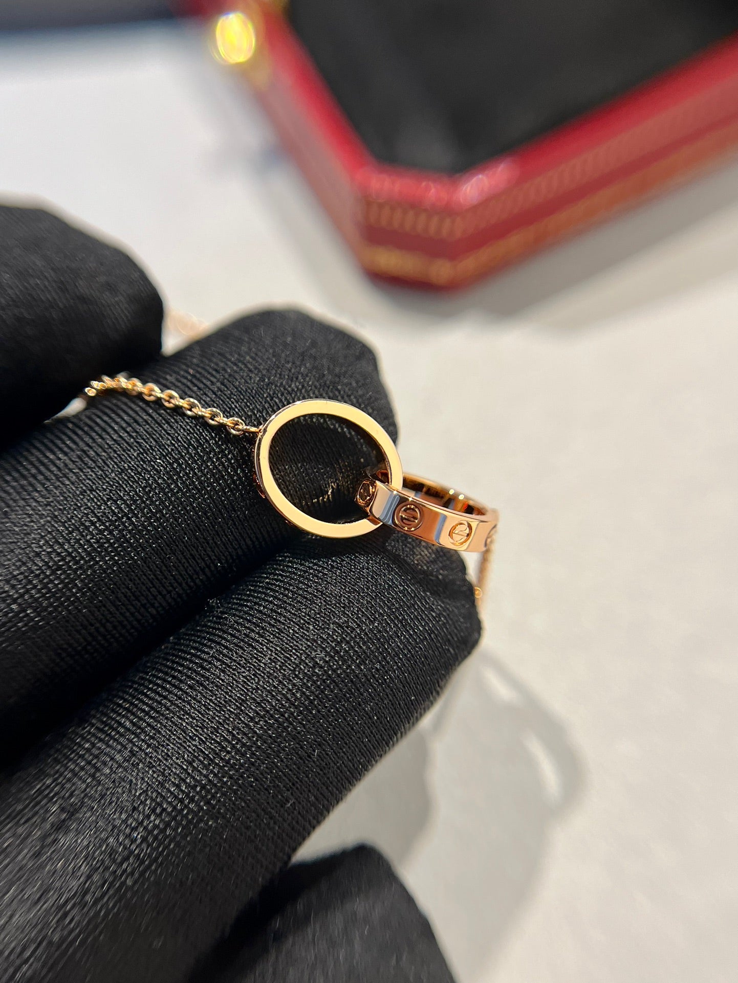 [AURORA]LOVE HALSKETTE DOPPELRING ROSA GOLD 