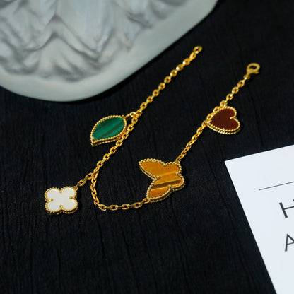 [AURORA]LUCKY SPRING 5 MOTIF GOLD BRACELET
