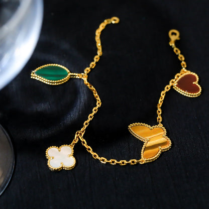[AURORA]LUCKY SPRING 5 MOTIF GOLD BRACELET