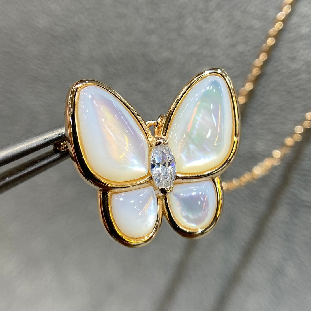[basloveJW]バタフライモップダイヤモンドネックレス