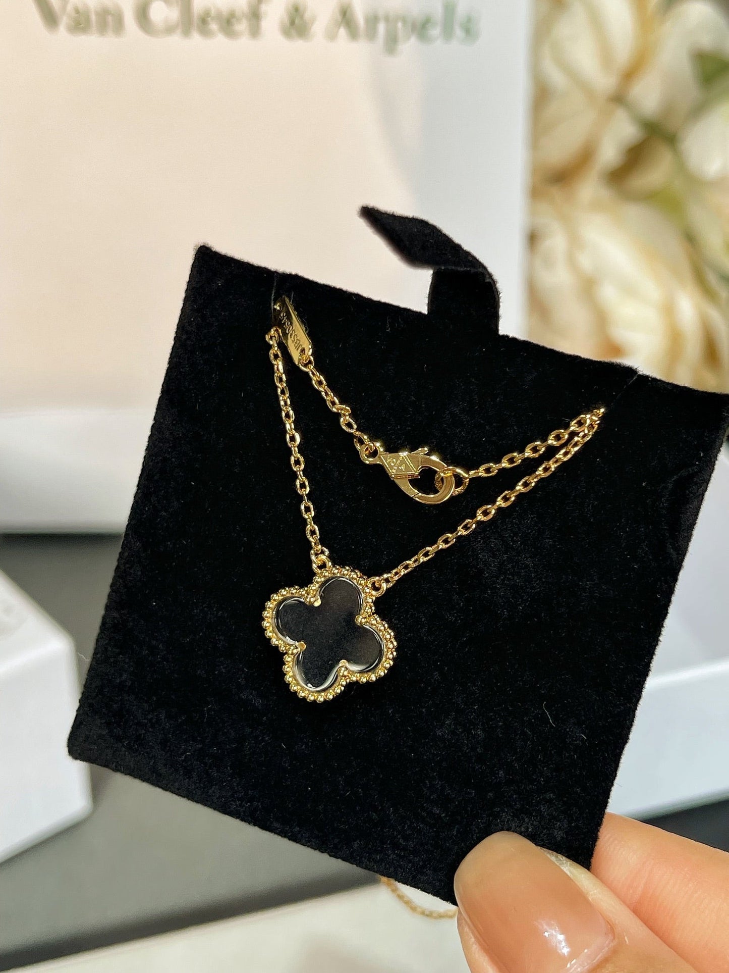 [basloveJW]CLOVER BERGKRISTALL ROSÉGOLD HALSKETTE