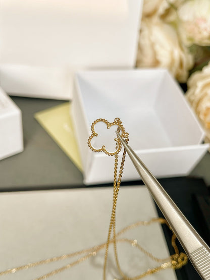 [basloveJW]CLOVER BERGKRISTALL ROSÉGOLD HALSKETTE