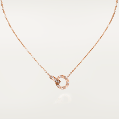[AURORA]LOVE 7,6 MM HALSKETTE ROSÉGOLD UND SILBER VOLLER DIAMANT