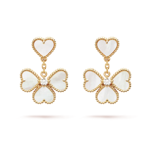 [AURORA]CLOVER SWEET WHITE MOP EARRINGS