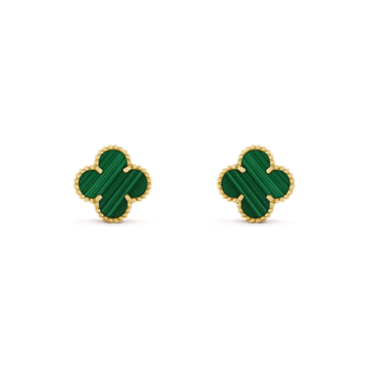 [AURORA]CLOVER MEDIUM 1 MOTIFS MALACHITE  EARRINGS