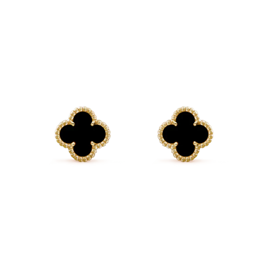 [AURORA]CLOVER MINI 9.5MM BLACK MOP EARRINGS