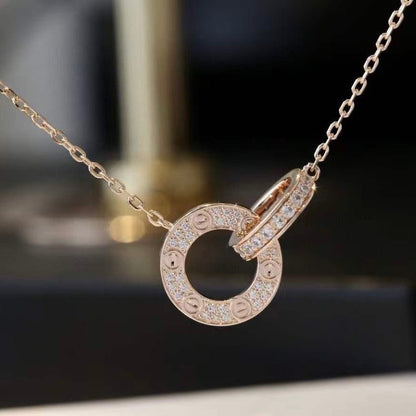 [AURORA]LOVE 7,6 MM HALSKETTE ROSÉGOLD UND SILBER VOLLER DIAMANT