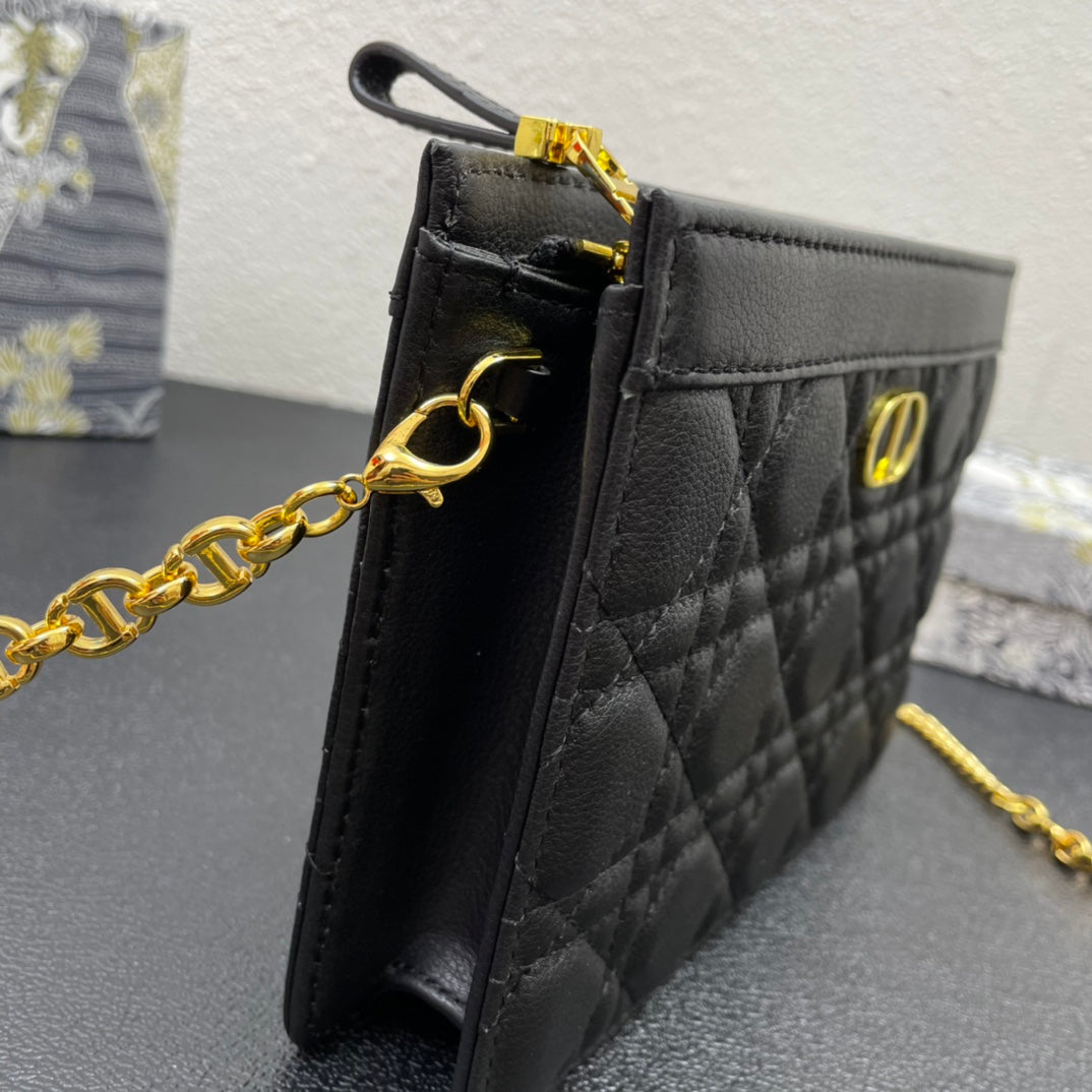 CARO POUCH 19 BAG IN BLACK CALFSKIN