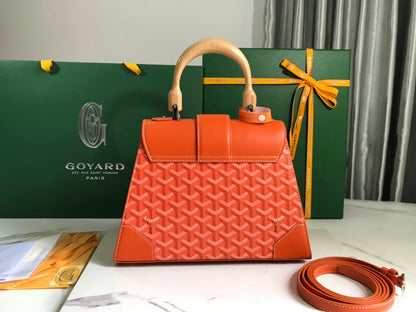 SAÏGON PM BAG 28 IN RED ORANGE GOYARDINE CANVAS AND CALFSKIN