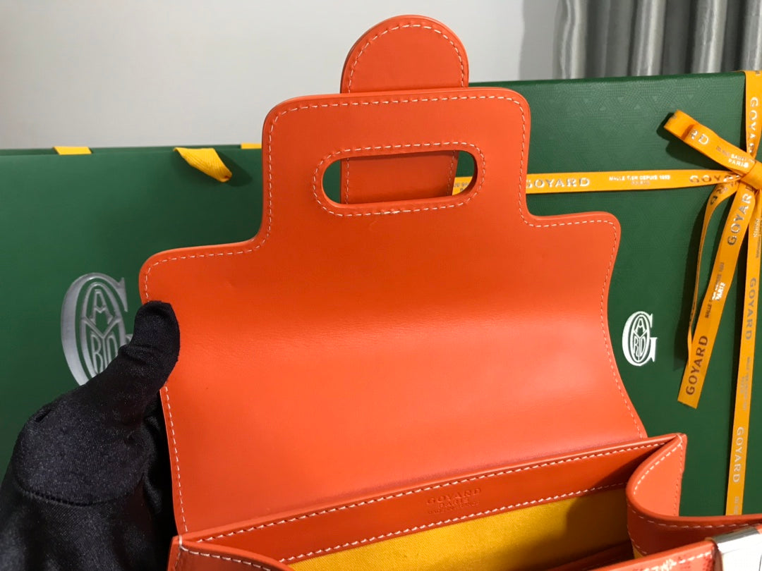 SAÏGON PM BAG 28 IN RED ORANGE GOYARDINE CANVAS AND CALFSKIN