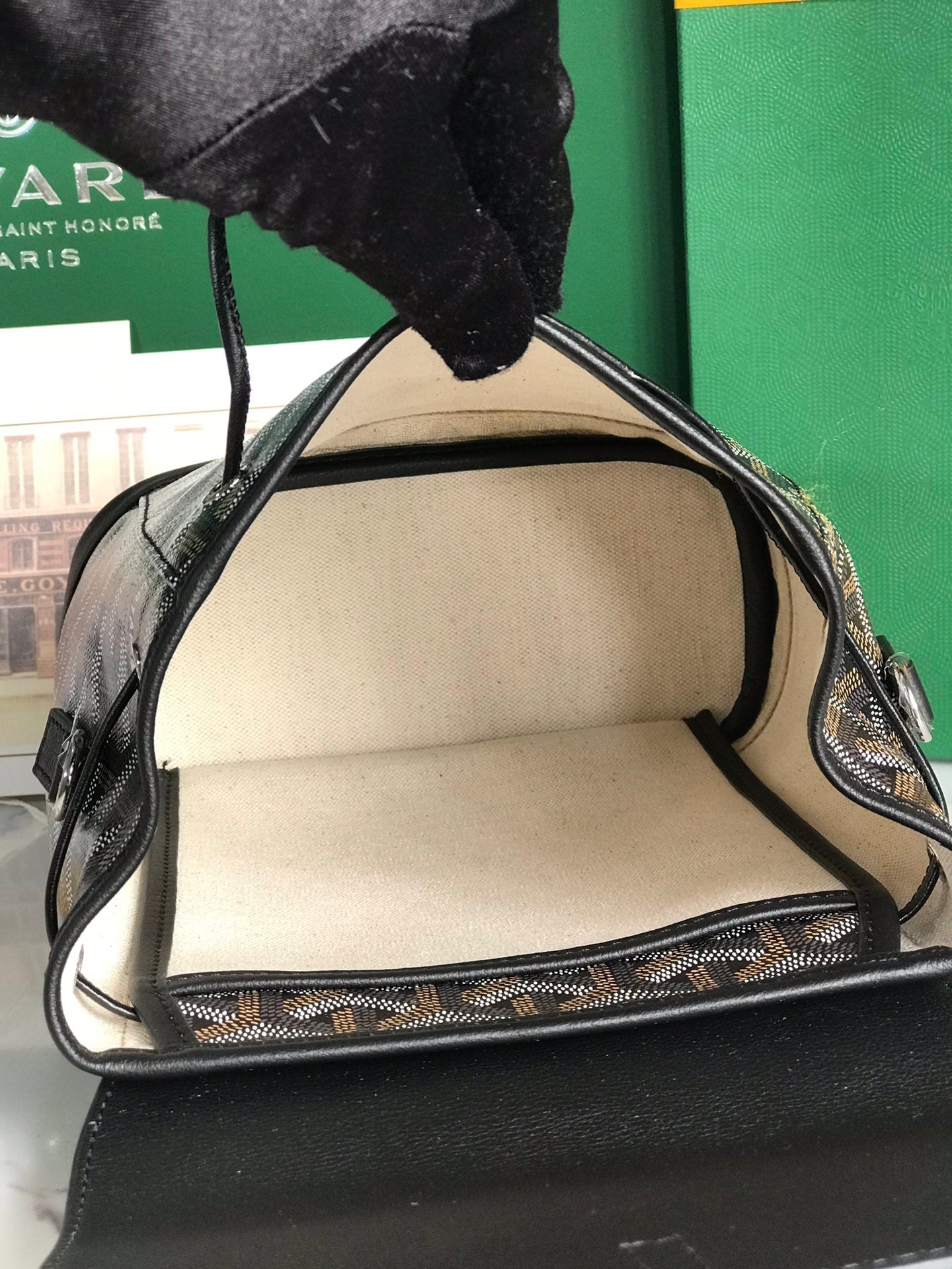 ALPIN MINI BACKPACK 21 IN BLACK LAMBSKIN AND GOYARDINE CANVAS