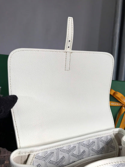 ALPIN MINI BACKPACK 21 IN WHITE LAMBSKIN AND GOYARDINE CANVAS