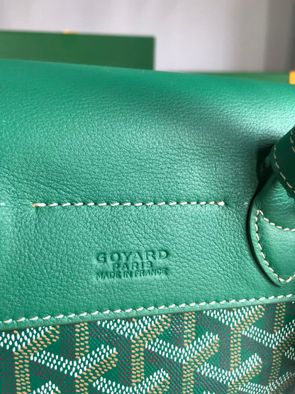ALPIN MINI BACKPACK 21 IN GREEN LAMBSKIN AND GOYARDINE CANVAS