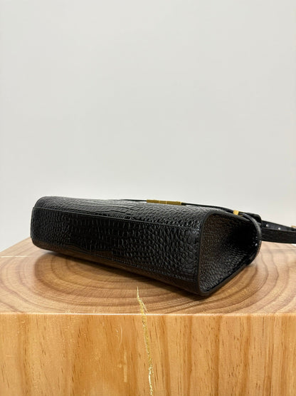 MANHATTAN 29 TOP-HANDLE IN CROCODILE BLACK CALFSKIN