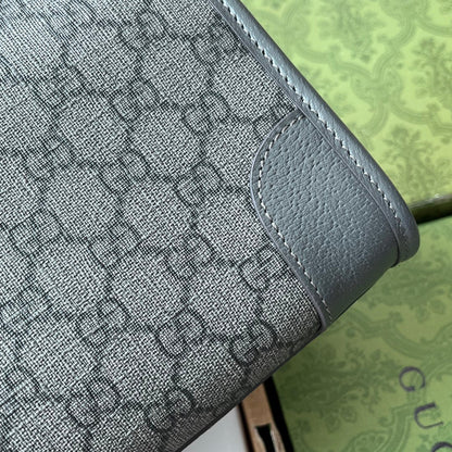 OPHIDIA MESSENGER BAG 35 IN GREY BLACK GG CALFSKIN
