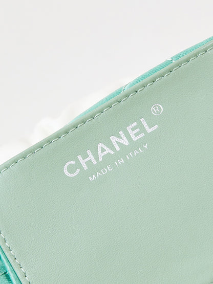 CC MINI 20 HOBO BAG IN WHITE MIX LIGHT GREEN CALFSKIN