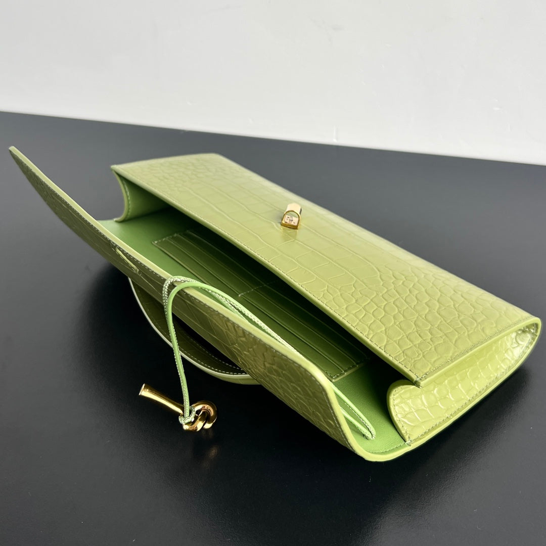 ANDIAMO CLUTCH 31 IN BARLEY CORN CROCODILE PATTERN CALFSKIN