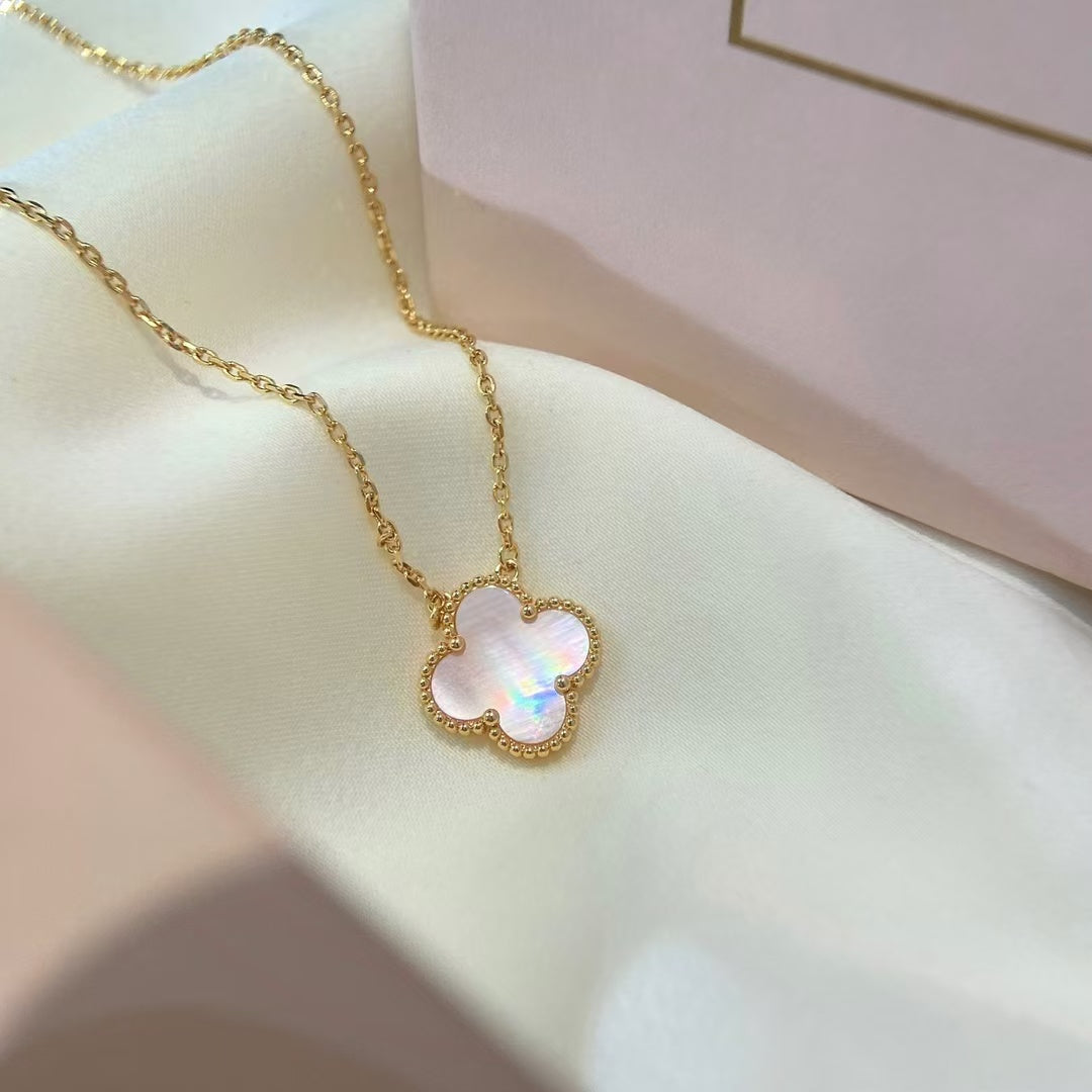 [basloveJW]CLOVER 15MM ROSA PERLMUTT-HALSKETTE