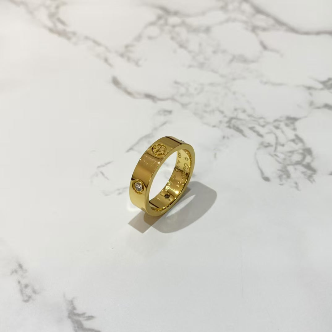 [AURORA]LIEBESRING 5,5 MM 3 DIAMANTEN GOLD