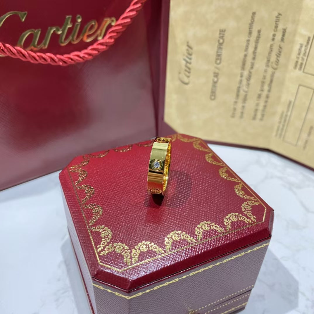 [AURORA]LIEBESRING 5,5 MM 3 DIAMANTEN GOLD