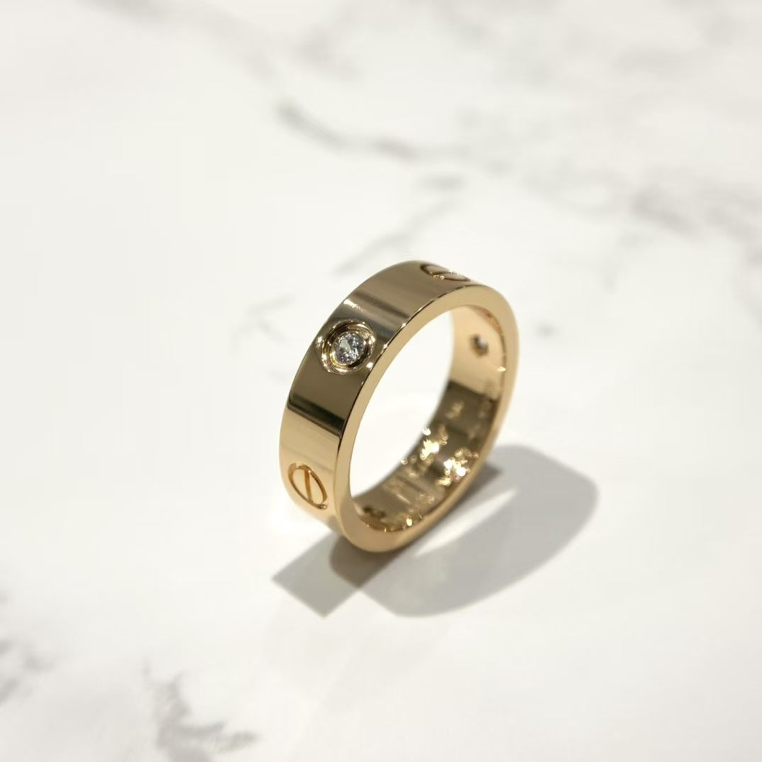 [AURORA]LOVE RING 5.5MM 3 DIAMONDS PINK GOLD