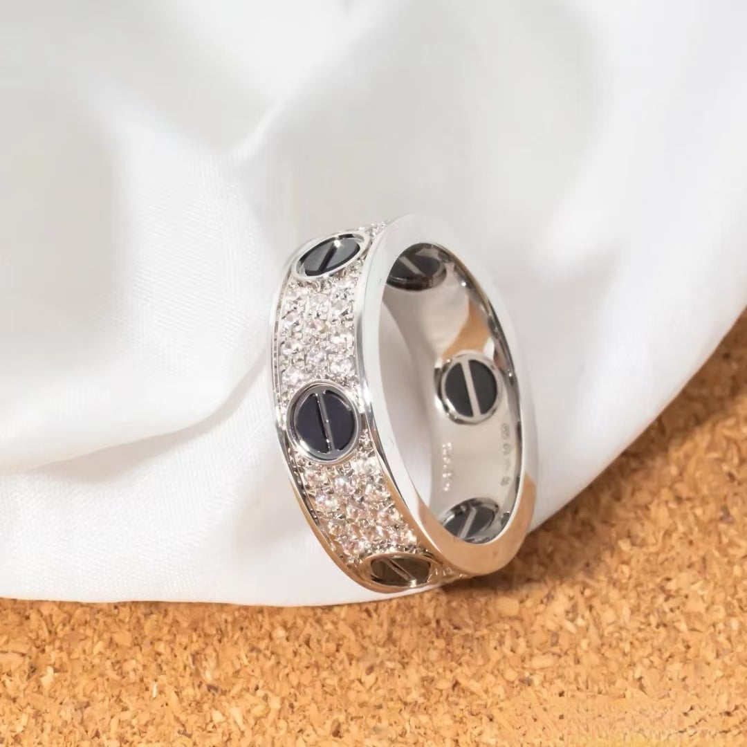 [AURORA]LOVE RING 5.5MM DIAMONDS PAVED CERAMIC