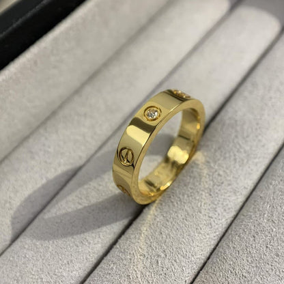 [AURORA]LIEBESRING 4MM 1 DIAMANT GOLD