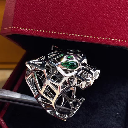 [AURORA]HOLLOW LEOPARD HEAD RING